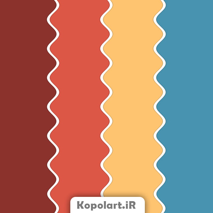 پالت رنگ قرمز عنابی، آبی فولادی، قرمز مرجانی و زرد انبه ای(کهربایی) به همراه روانشناسی رنگها و کدها(Rgb, Cmyk, Hex)