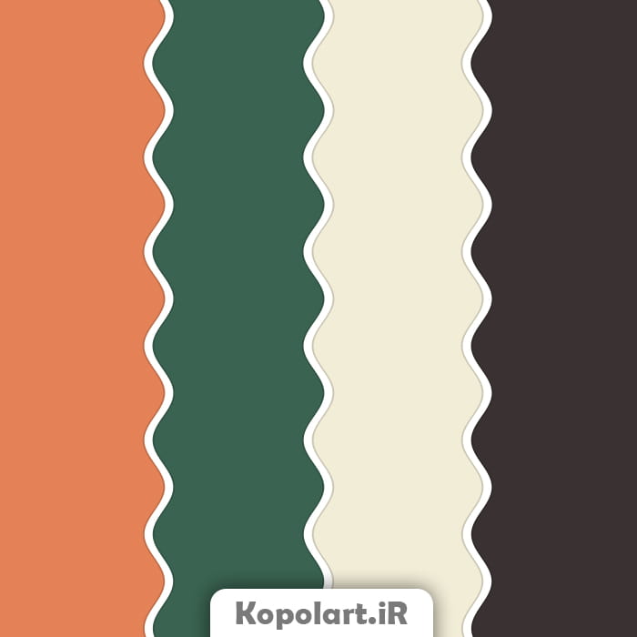 پالت رنگ سبز لجنی، نارنجی مسی و خاکی به همراه روانشناسی رنگ و کدهای رنگی(Rgb, Cmyk, Hex)
