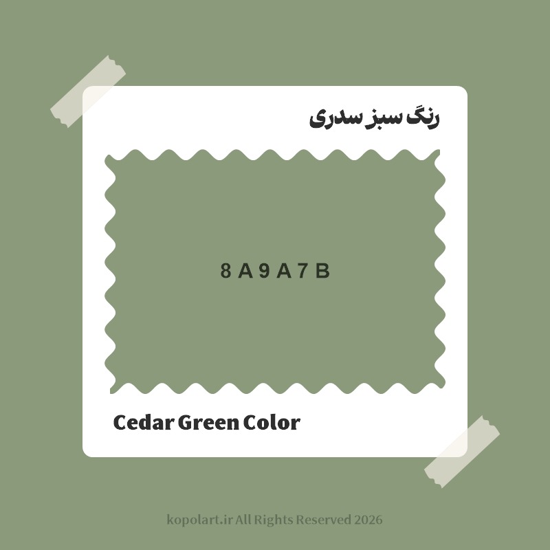 رنگ سبز سدری با کد هگز 8A9A7B