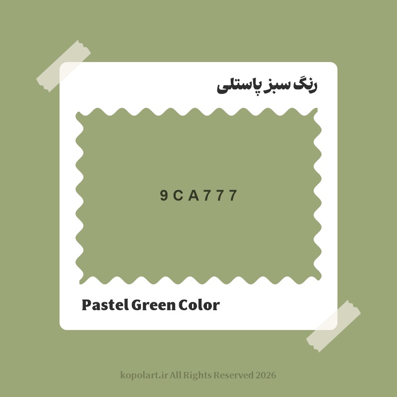 رنگ سبز پاستلی با کد هگز 9CA777
