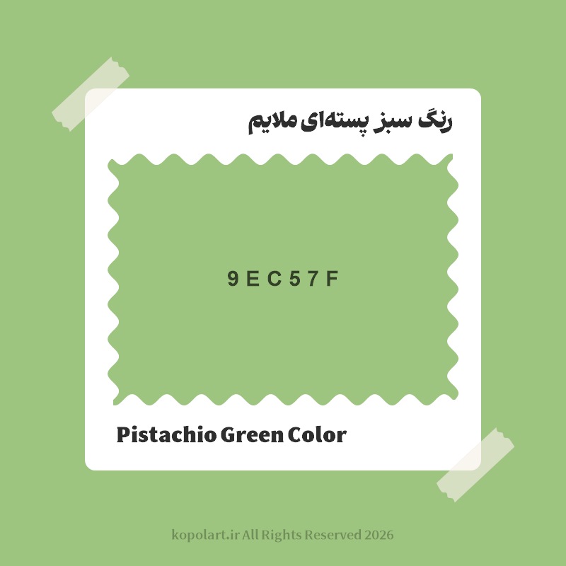 رنگ سبز پسته‌ای ملایم با کد هگز 9EC57F