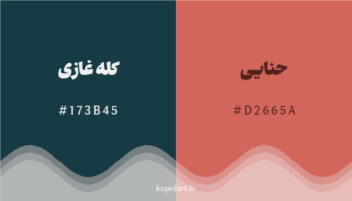 رنگ مکمل کله غازی با کد هگزادسیمال 173B45، رنگ حنایی با کد D2665A