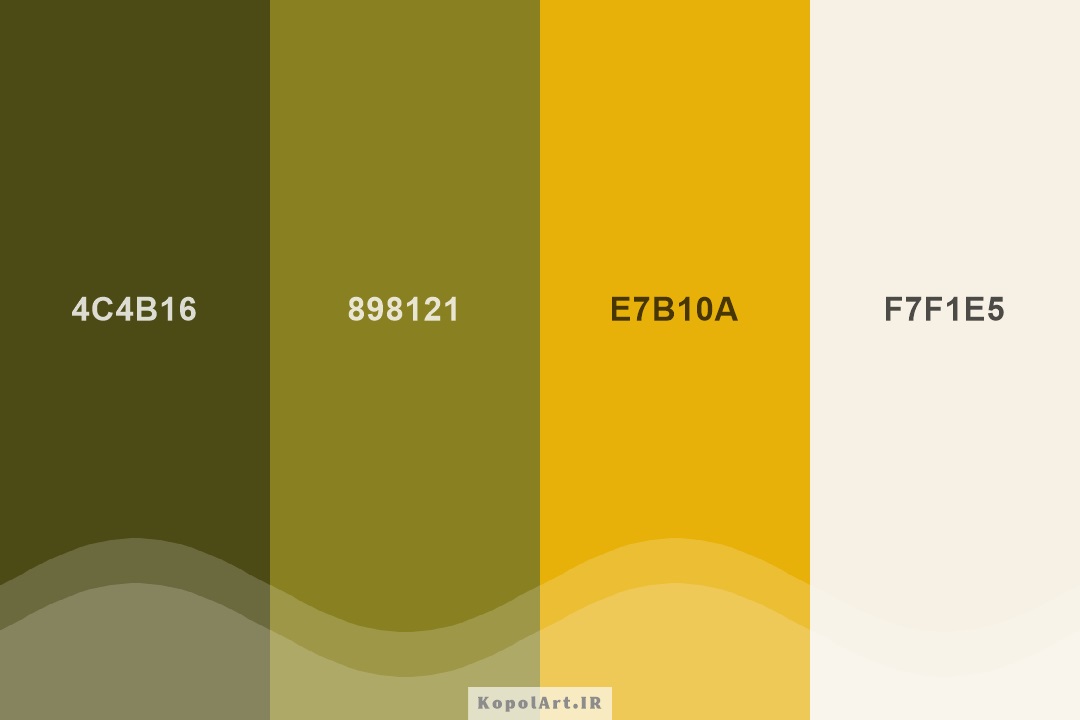 پالت رنگ بهاری سبز لجنی، زیتونی و خردلی
