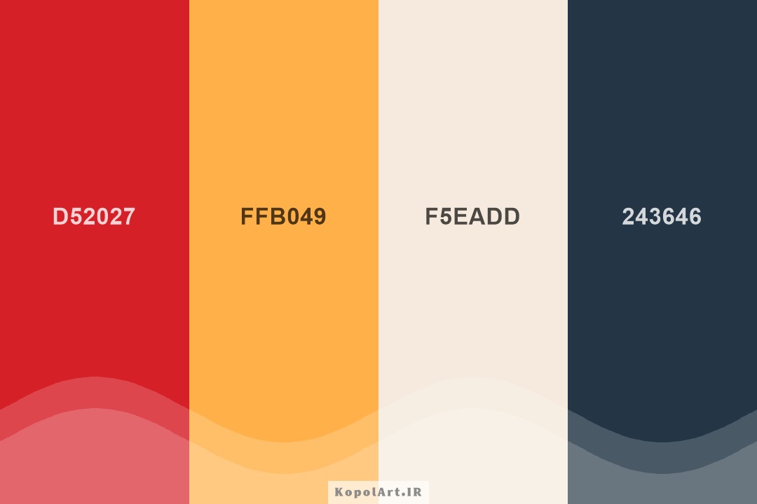 پالت رنگ جذاب قرمز و نارنجی
