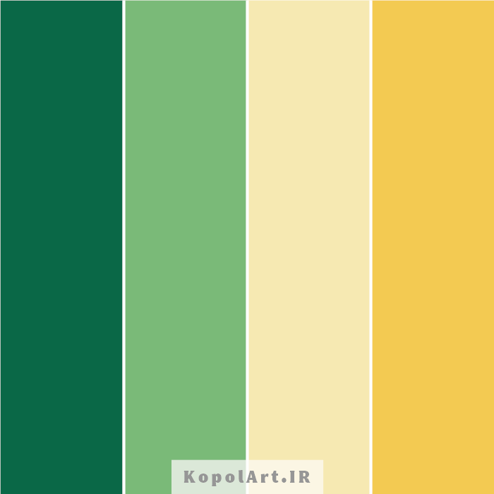 پالت رنگ بهاری زرد خردلی و سبز زمردی