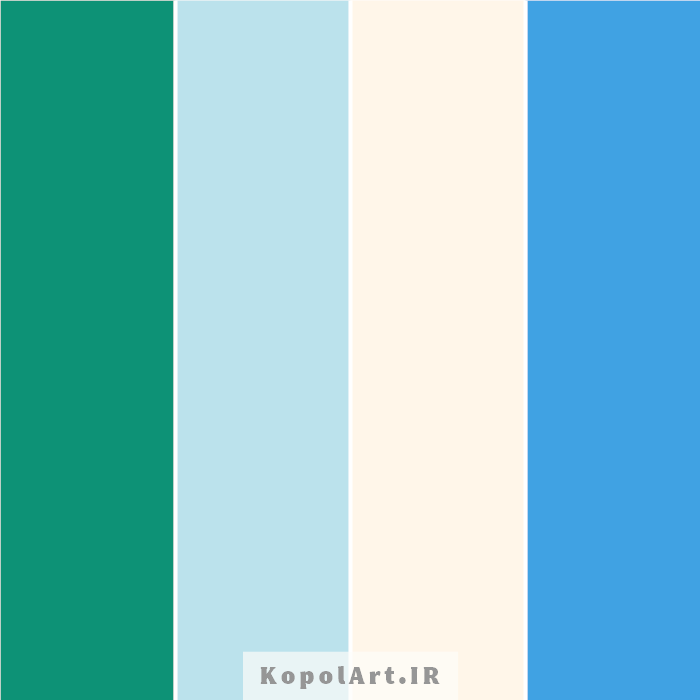 پالت رنگ سبز ایرانی و آبی فیروزه‌ای