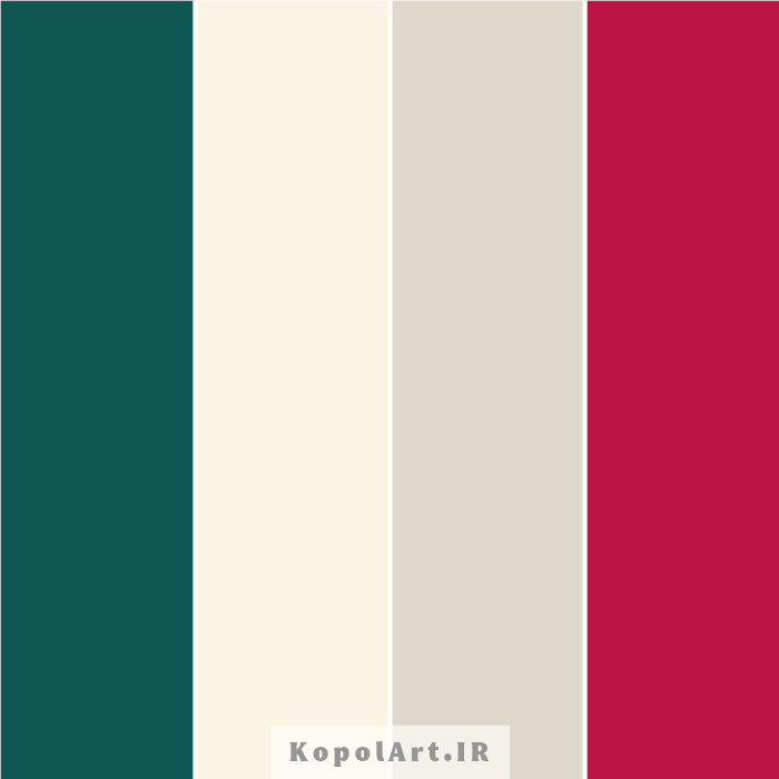 پالت رنگ قرمز زرشکی و سبز لجنی