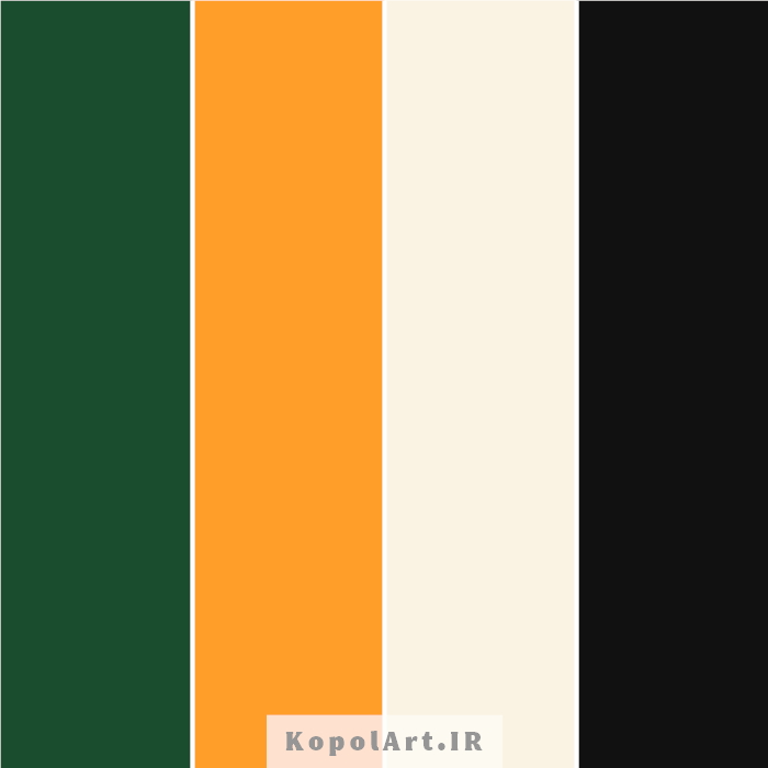 پالت رنگ سبز لجنی و زرد