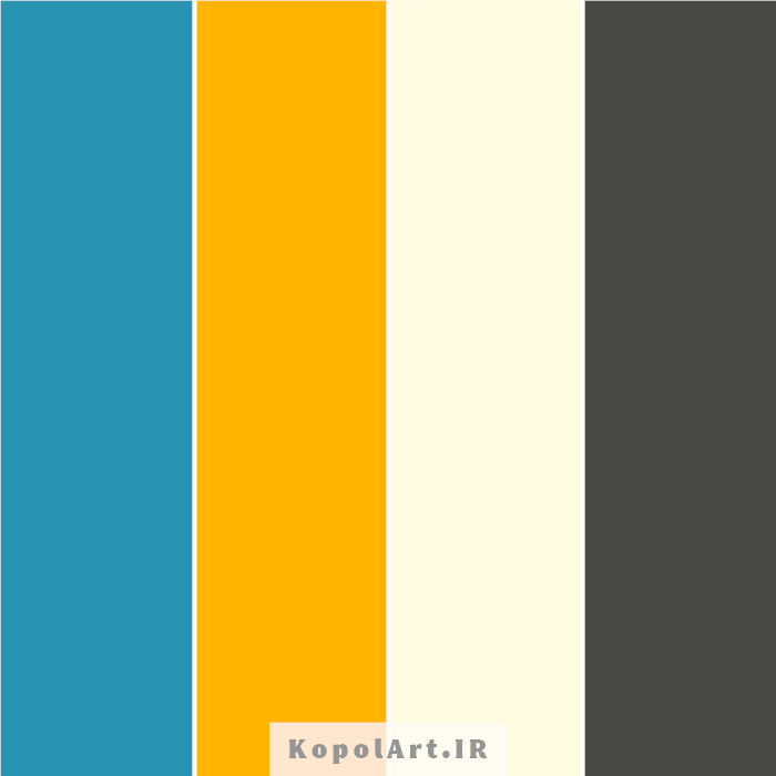 پالت رنگ زرد خردلی (طلایی) و آبی روشن