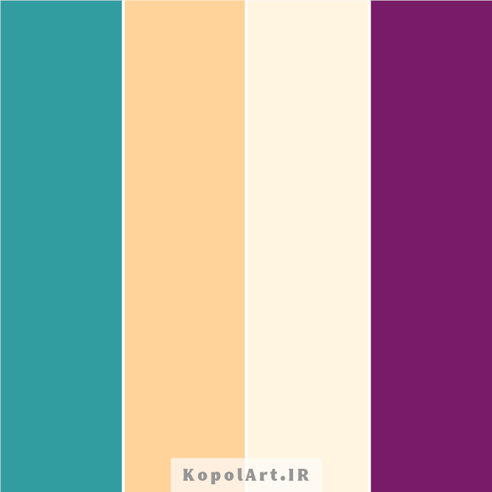 پالت رنگ بنفش، سبزآبی دودی، لیمویی و خاکی روشن