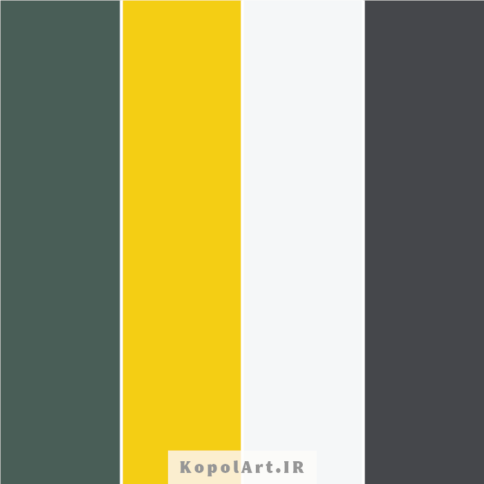 پالت رنگ سبز کله غازی و زرد کهربایی
