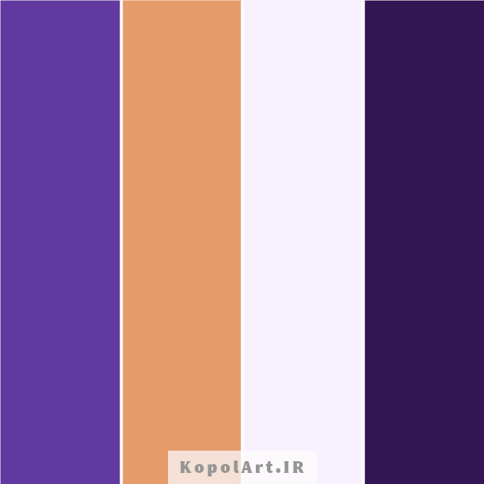 پالت رنگ بنفش ارغوانی، هلویی سیر و بنفش پاستیلی
