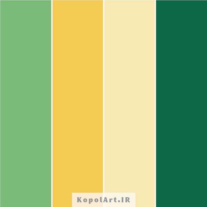 پالت رنگ بهاری زرد خردلی و سبز زمردی