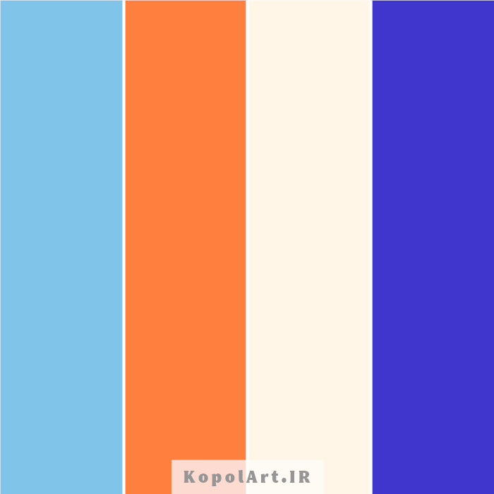 پالت رنگ آبی کبالت و نارنجی پرتقالی