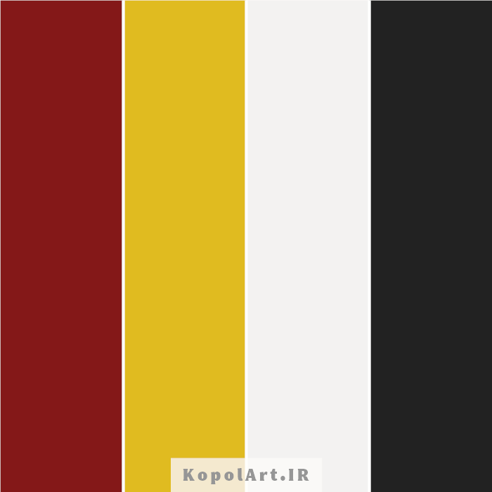 پالت رنگ قرمز بلوطی و زرد خردلی