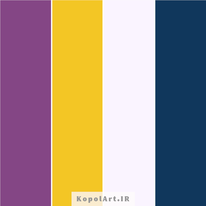 پالت رنگ زرد انبه ای (کهربایی)، بنفش بادمجانی و صورتی محو