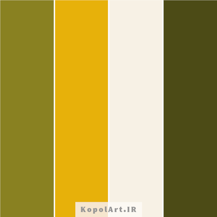 پالت رنگ بهاری سبز لجنی، زیتونی و خردلی