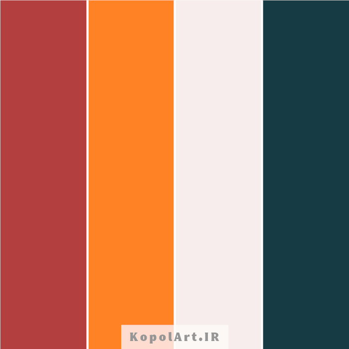 پالت رنگ قرمز اناری، کله غازی و نارنجی فسفری
