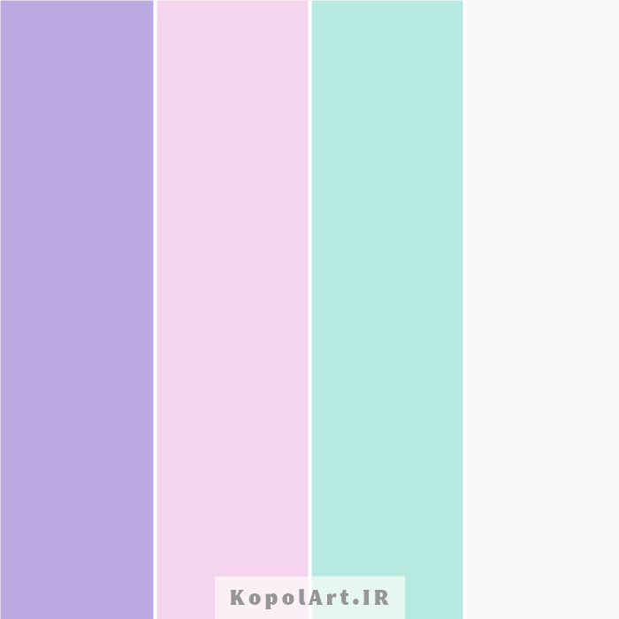 پالت رنگ پاستیلی و مینیمال بنفش یاسی، صورتی کمرنگ(گلی) و سبز آبی