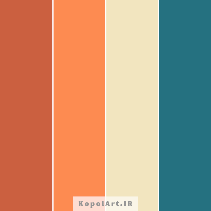 پالت رنگ آبی اقیانوسی و نارنجی مرجانی