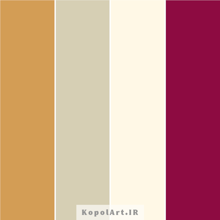 پالت رنگ قرمز یاقوتی و زرد خردلی تیره