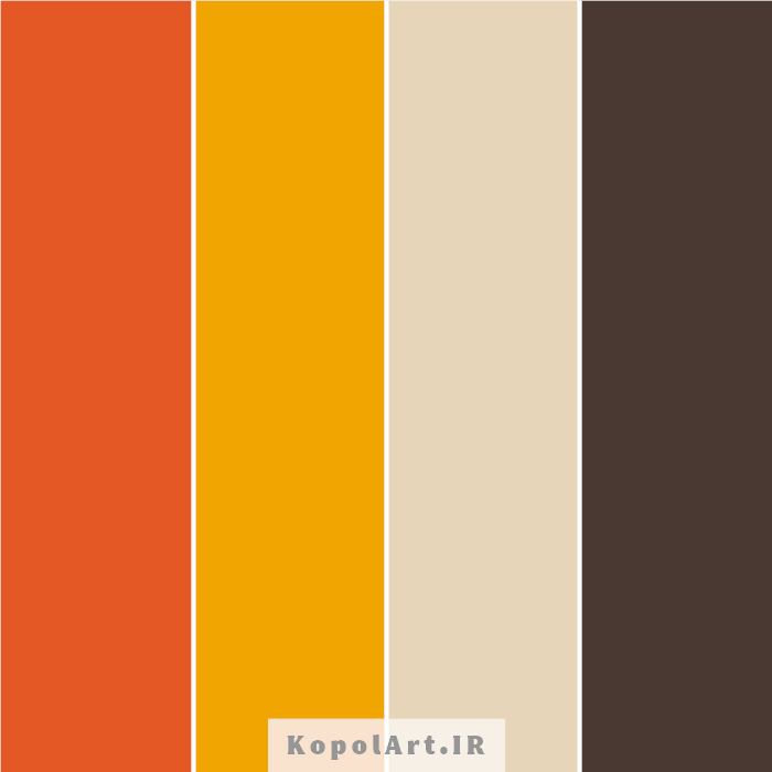 پالت رنگ پاییزی نارنجی آجری، پرتقالی و قهوه‌ای شکلاتی