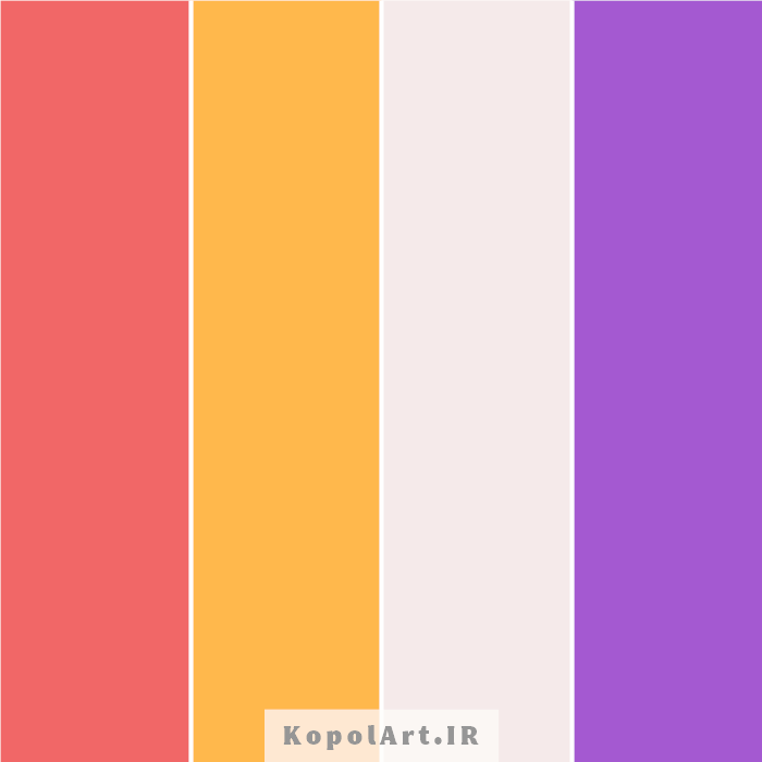 پالت رنگ قرمز مرجانی، بنفش ارکیده و نارنجی