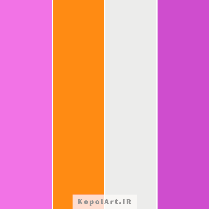 پالت رنگ دخترانه بنفش، صورتی و نارنجی