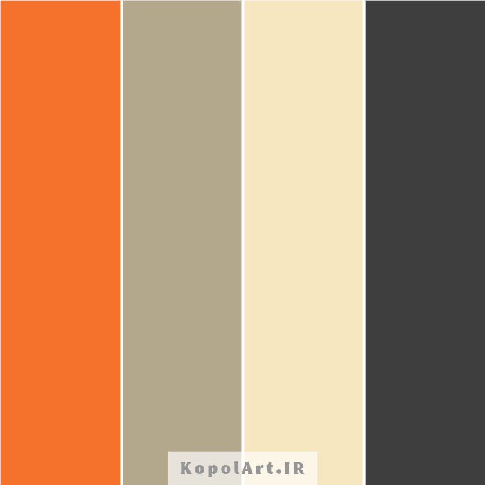 پالت رنگ پاییزی نارنجی سیر، مشکی و بژ