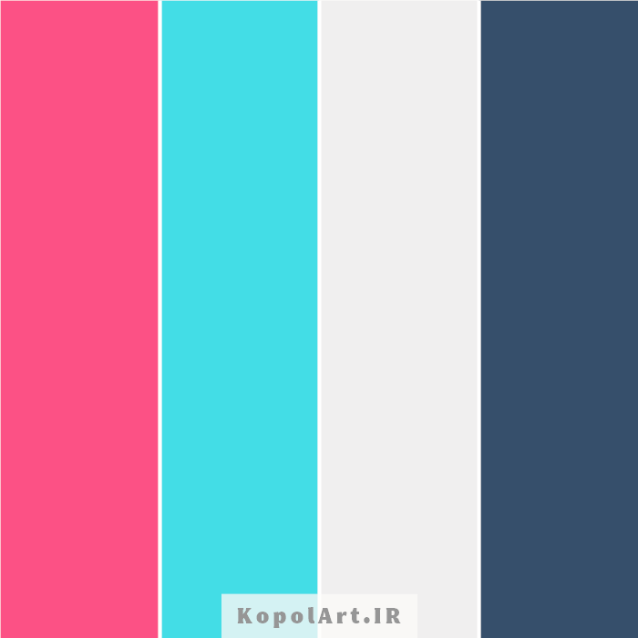 پالت رنگ صورتی، سبزآبی و آبی نفتی