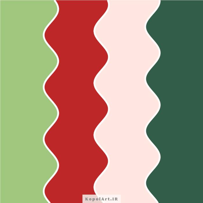 پالت رنگ سبز جنگلی، سبز دریایی، قرمز عقیق و صورتی محو