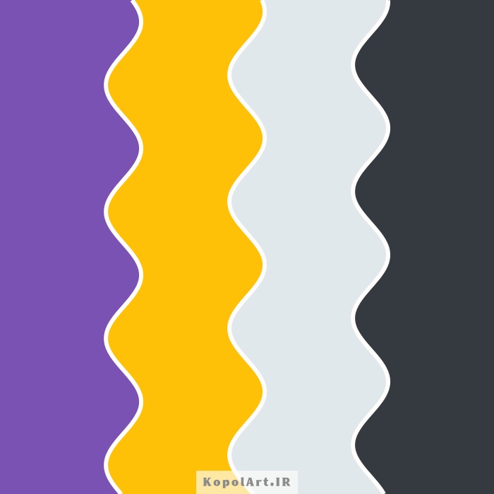 پالت رنگ بنفش بادمجانی روشن و زرد کهربایی (انبه ای)