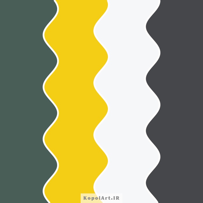 پالت رنگ سبز کله غازی، زرد کهربایی و خاکستری