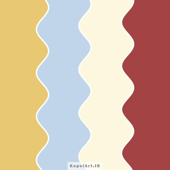 پالت رنگ آبی پاستیلی، خردلی تیره و قهوهای