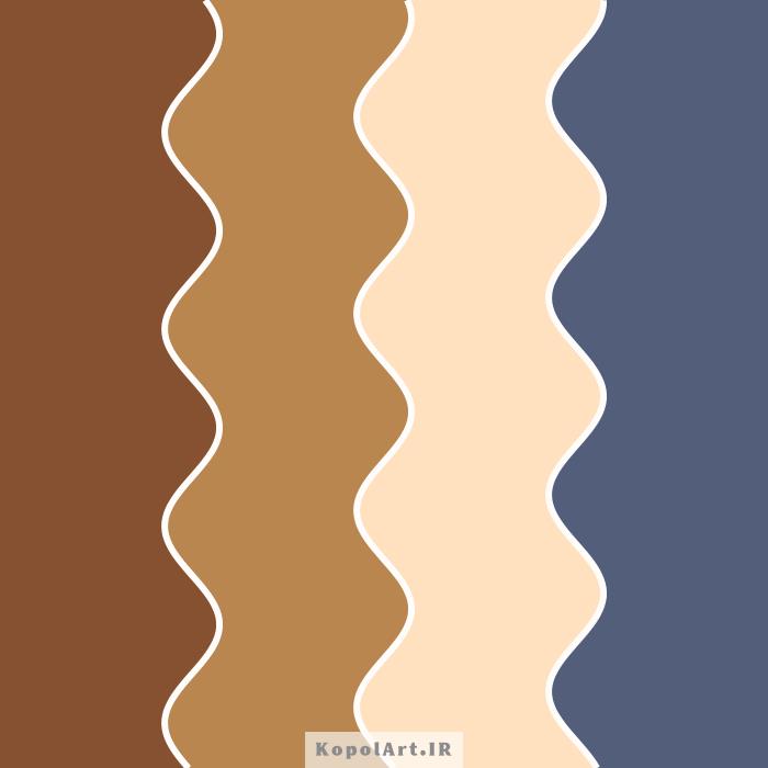 پالت رنگ نسکافه ای، قهوه‌ای، کرمی و آبی نفتی