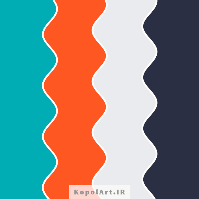 پالت رنگ سبزآبی، نارنجی و سفید