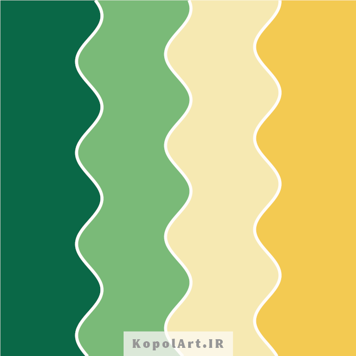 پالت رنگ بهاری زرد خردلی و سبز زمردی