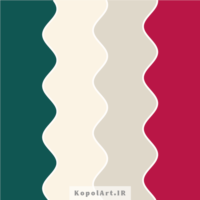 پالت رنگ قرمز زرشکی، سبز لجنی و بژ (پالت رنگ یلدایی هندوانه)