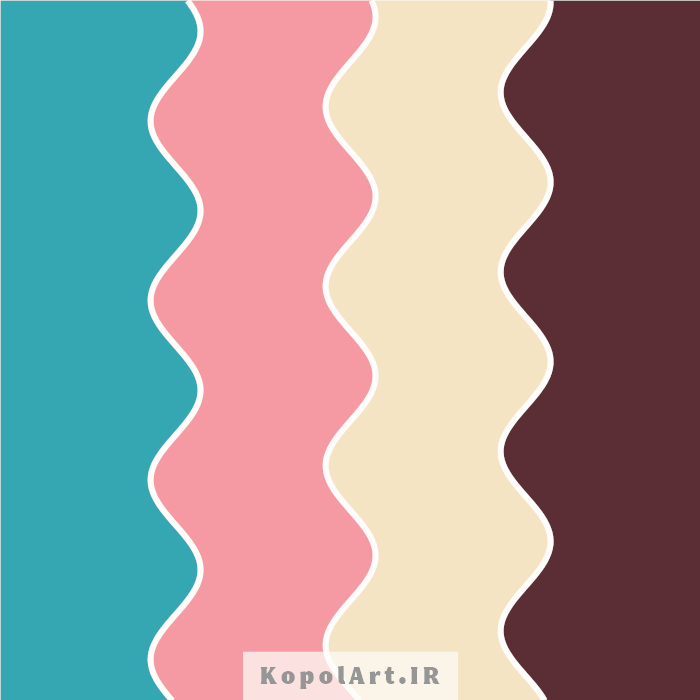 پالت رنگ گلبهی (کالباسی)، سبزآبی، کرمی و قهوهای سوخته سوخته