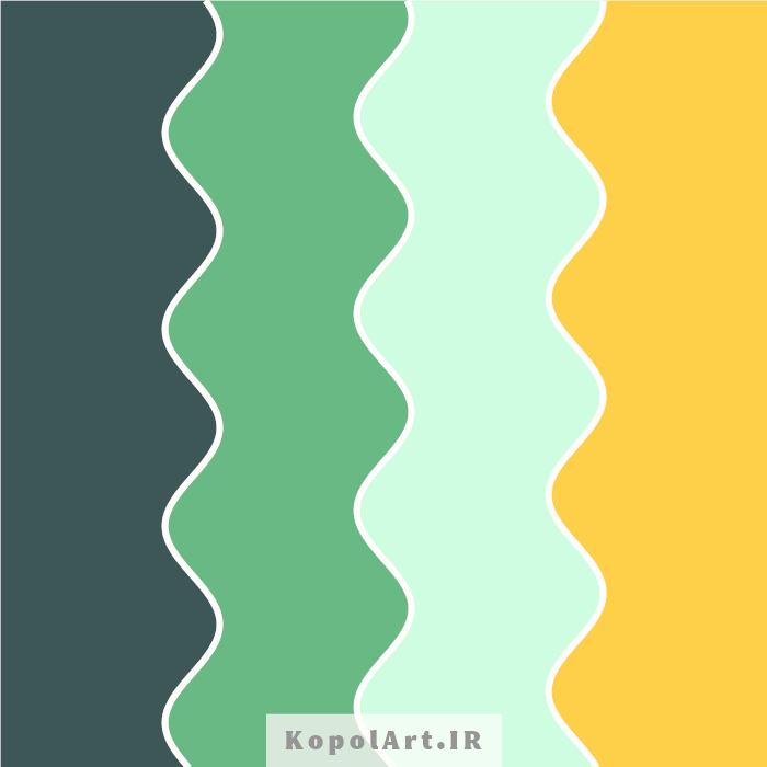 پالت رنگ سبز خزه ای، سبز نعنایی تیره و زرد