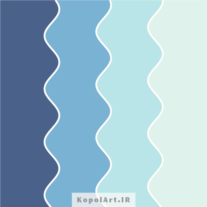 پالت رنگ سرد زمستانی آبی کدر، نیلی متالیک، نیلی محو و آبی کبریتی روشن