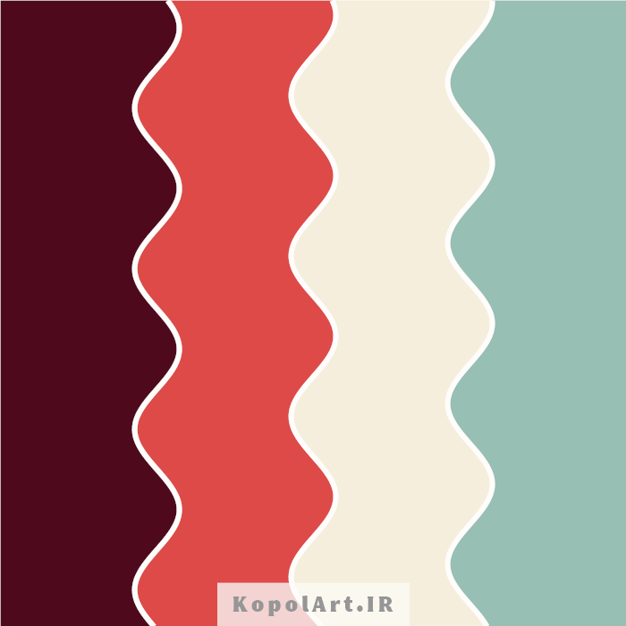 پالت رنگ آلبالویی، زرشکی، سبزآبی (سبز دودی) و کرمی روشن