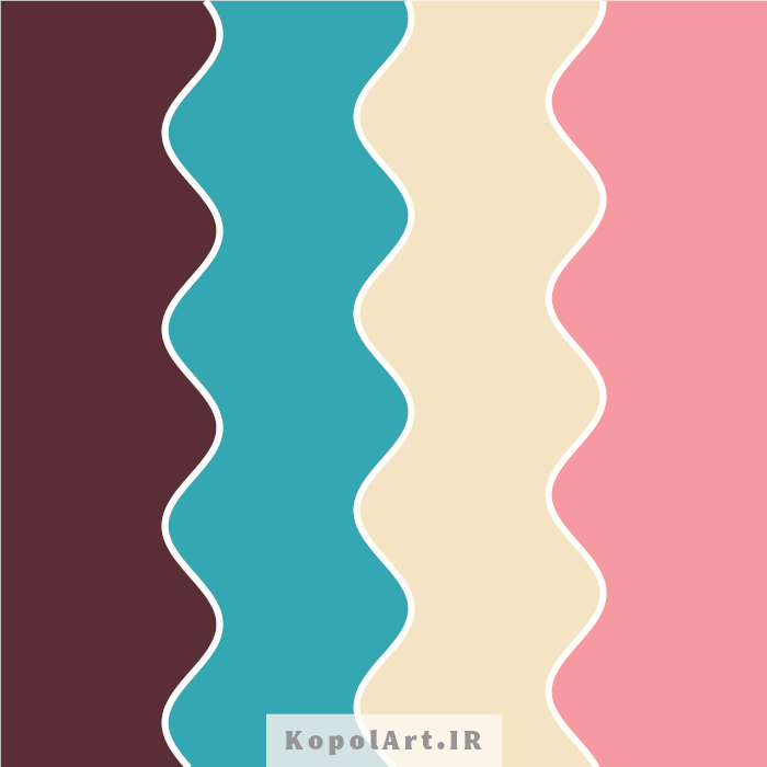 پالت رنگ گلبهی (کالباسی)، سبزآبی، کرمی و قهوهای سوخته سوخته