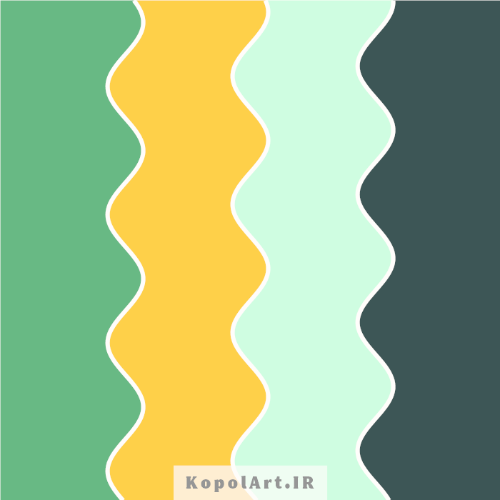 پالت رنگ سبز خزه ای، سبز نعنایی تیره و زرد