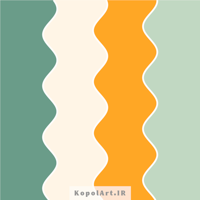 پالت رنگ زرد انبه ای (کهربایی)، سبز پاستیلی تیره، سفید پوسته پیازی