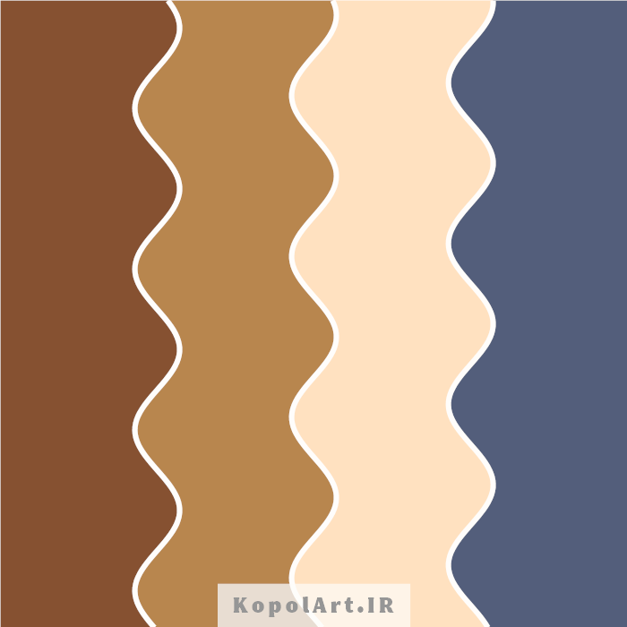 پالت رنگ زیبای نسکافه ای، قهوهای، کرمی و آبی نفتی