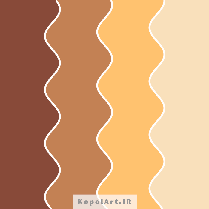 پالت رنگ قهوهای شکلاتی، کهربایی، کرمی و بادامی