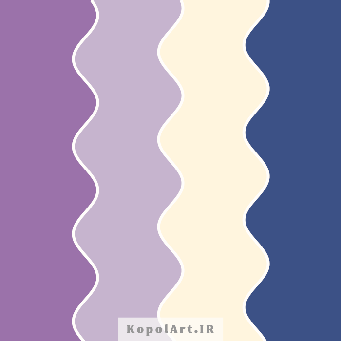 پالت رنگ بنفش یاسی، آبی تیره و کرمی روشن