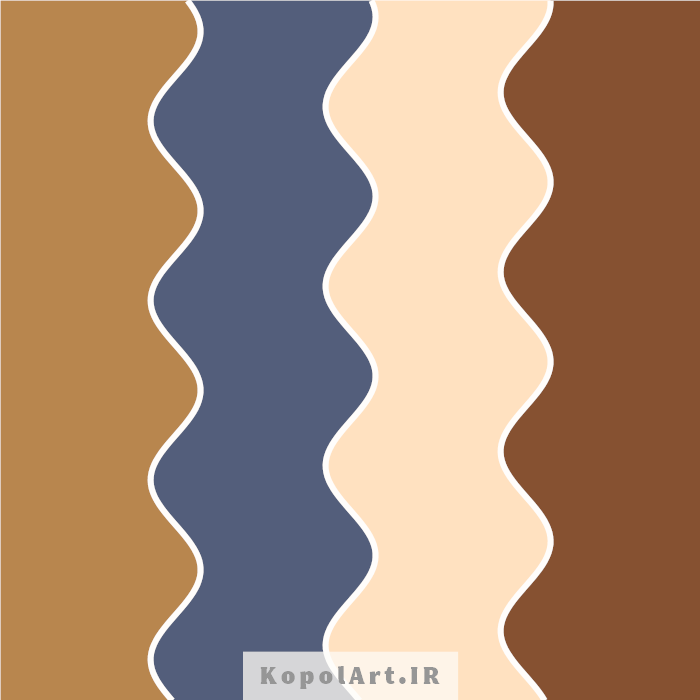 پالت رنگ زیبای نسکافه ای، قهوهای، کرمی و آبی نفتی