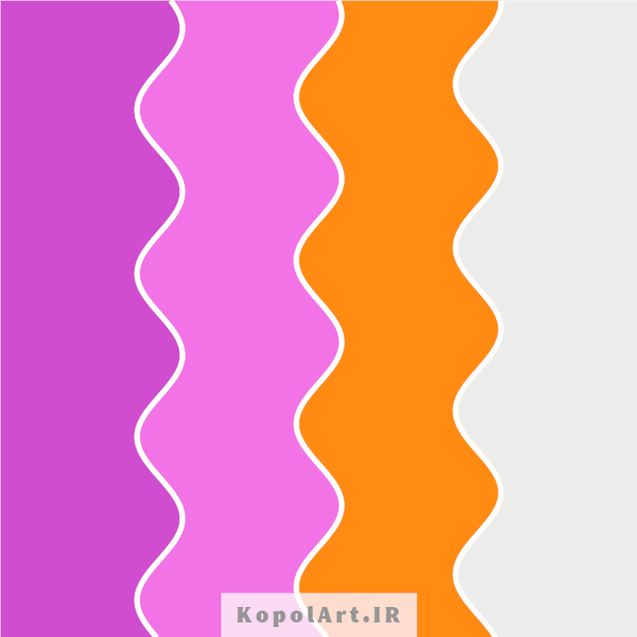 پالت رنگ دخترانه بنفش، صورتی، نارنجی و سفید کدر